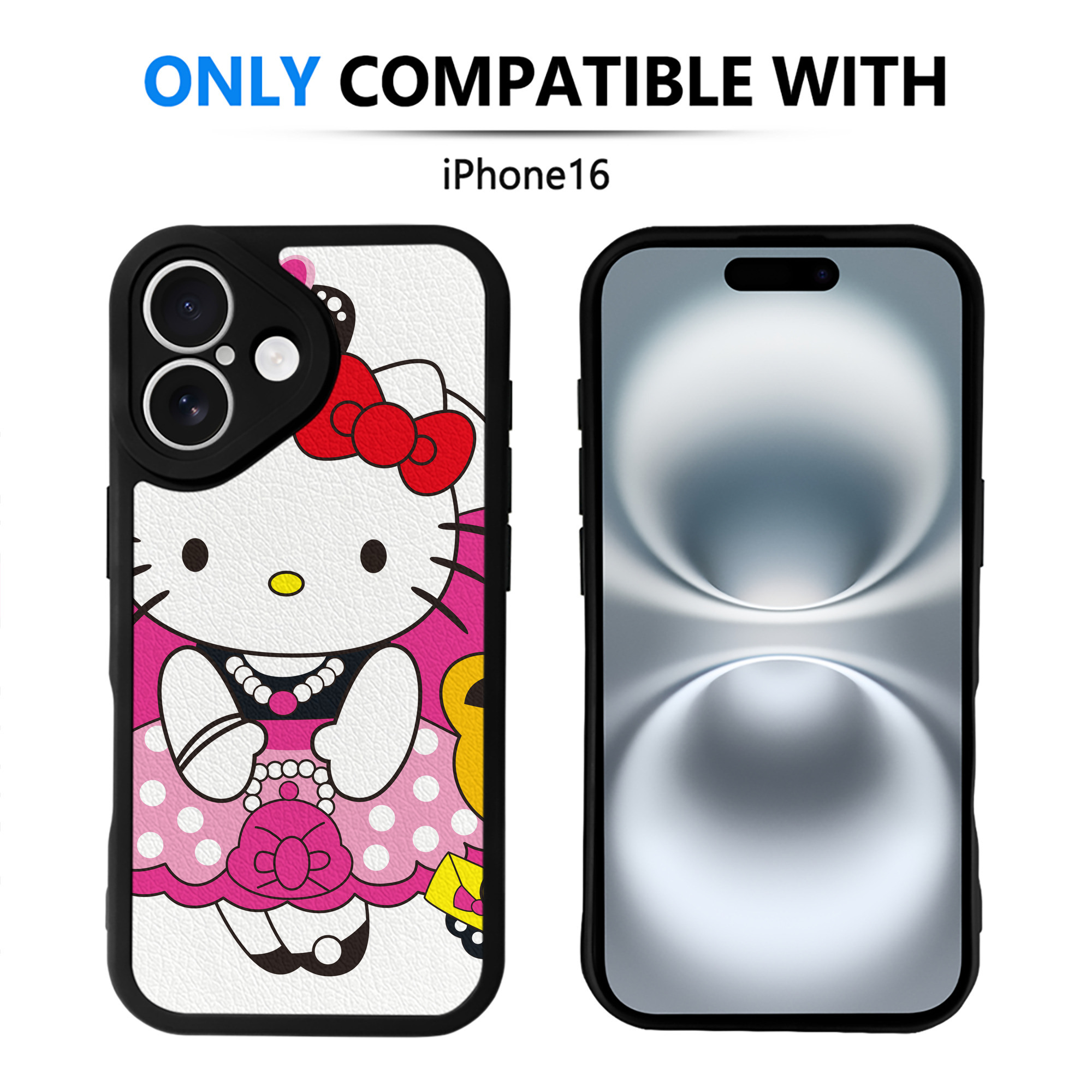 （画像用） Hello Kitty ハローキティ 【iPhone 16シリーズ対応】シリコンスマホケース（レザー調） 材質：シリコン